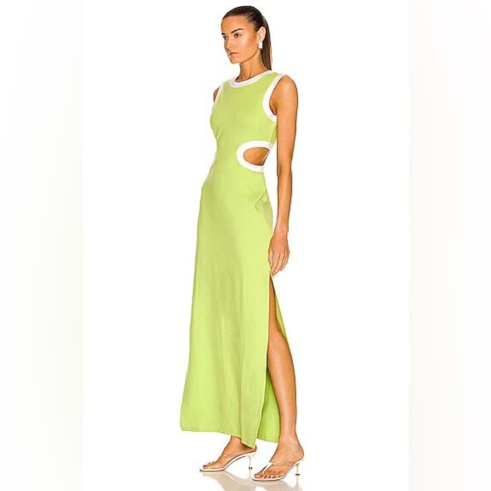 STAUD DOLCE DRESS | LIME WHITE / S